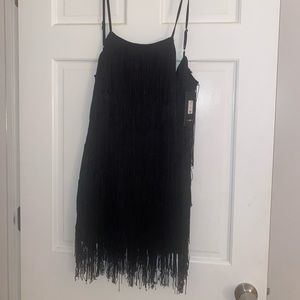 NWT Fashion Nova fringe dress black size small